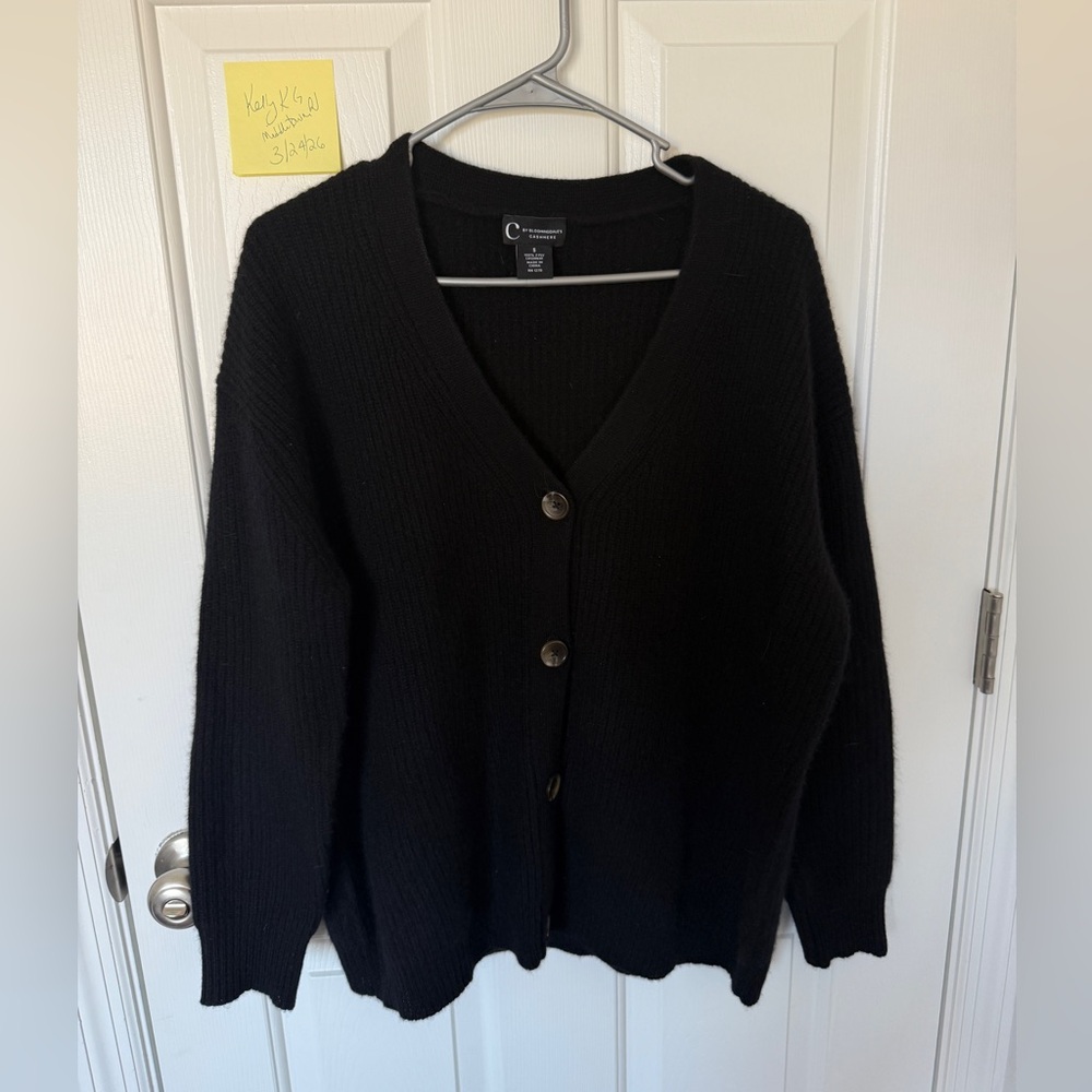 Women's C by Bloomingdale's Cashmere Cardigan small Black